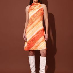 PURVAJA Print Satin A-Line Mini Dress-image-79
