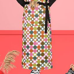 ArtzFolio Pink & White Printed Cotton Waist Apron-image-78