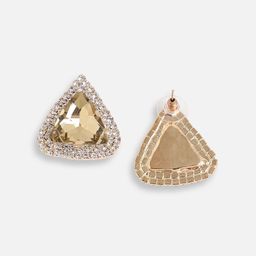 DressBerry Gold-Plated Artificial Stones Studded Triangular Shaped Studs image 4