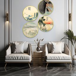 The Castle Decor Beige & Green 4 Pieces Abstract Sparkle Wooden Wall Art-image-62