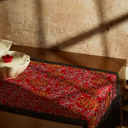 MAATIR DESIGNS Red Block Printed Table Runner image 3