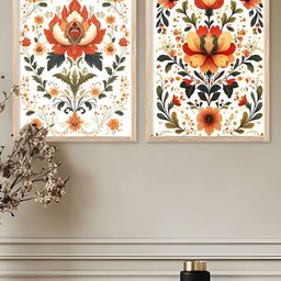 Kotart Brown & Orange 2 Piece Wood Floral and Botanical Wall Paintings-picture-37