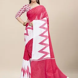 HERE&NOW Printed Pure Cotton Ikat Saree-image-52