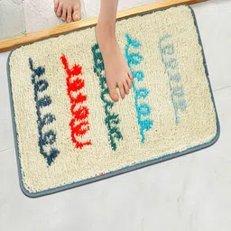 HOKIPO Blue & Off White Microfibre Anti-Skid 2800 GSM Bath Rugs-image-23