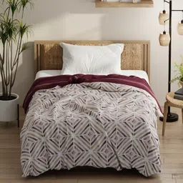 KOPA Burgundy & White Geometric Microfiber AC Room 150 GSM Single Bed Comforter-image-44