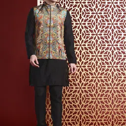 MANQ Ethnic Motifs Printed Nehru Jacket-picture-16