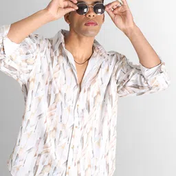 Bene Kleed Men Classic Spread Collar Abstract Printed Cotton Oversized Casual Shirt-image-98