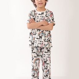 YK Boys Panda Printed Pure Cotton Short Sleeve Night Suit-49
