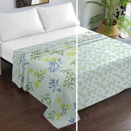 KLOTTHE Green & Yellow Floral 150 GSM Double Bed Dohar-image-18