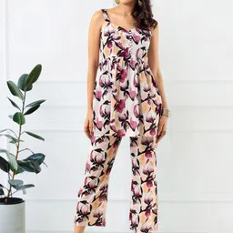 all about you Floral Printed V-Neck Pure Cotton Tunic With Trousers Co-Ords-picture-36