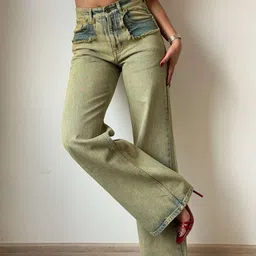Off Duty India Women Wide Leg Slash Knee Light Fade Jeans-image-91