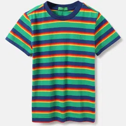 United Colors of Benetton Boys Striped V-Neck Pure Cotton Pockets T-shirt-picture-58