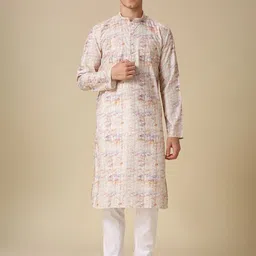 RAJUBHAI HARGOVINDAS Men Printed Regular Kurta with Churidar-image-86