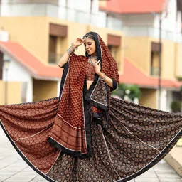 ODETTE Printed Gotta Patti Cotton Ready to Wear Lehenga & Blouse With Dupatta-picture-34