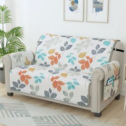 Story@home White & Grey Printed Microfiber 2 Seater Sofa Cover With Arms-image-11