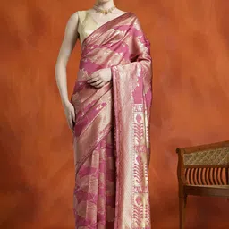 SHADOW & SAINING Woven Design Zari Silk Blend Banarasi Saree-picture-29