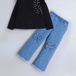 Hopscotch Girls Black Pure Cotton Solid Clothing Set-picture-3