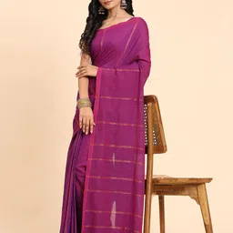 BAPS Striped Pure Cotton Saree-image-77