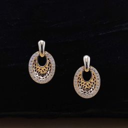 JYONA Rose Gold-Plated American Diamond & CZ Studded Oval Shaped Drop Earrings-image-40