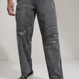 HIGHLANDER Men Relaxed Fit Mildly Distressed Light Fade Cotton Stretchable Jeans-picture-18