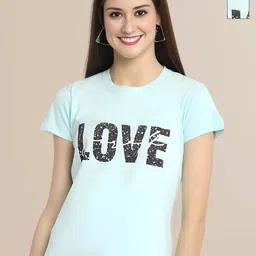 Mast & Harbour Women Typography 2 Printed Applique T-shirt-image-64