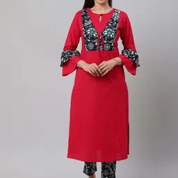 IKRASS Women Printed Regular Pure Cotton Kurta with Trousers-picture-25