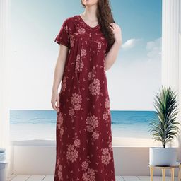 QUIRA Women Floral Printed Maxi Nightdress-image-29