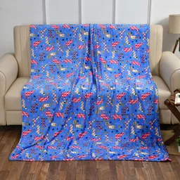 MORADO Blue & Pink Cartoon Characters Printed 200 GSM Woollen Double Bed Blanket-image-92