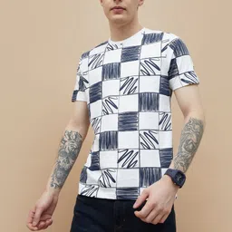Fame Forever by Lifestyle Men Geometric Printed Round Neck Cotton T-shirt-image-89