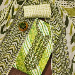 KALINI Ethnic Motifs Printed Sequnnied Cotton Unstitched Dress Material-image-64