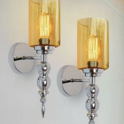 Homesake Silver-Toned & Gold-Toned Metal Cylinder Shaped Wall Lamp-image-11