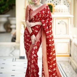 VILLE FASHION Ethnic Motifs Zari Banarasi Saree-picture-23