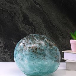 TAYHAA Turquoise Blue & Brown Ridged Glass FlowerVases-image-65