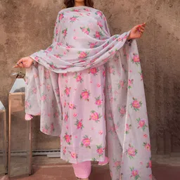 DIVASTRI Women Floral Printed Kurta with Trousers & Dupatta-picture-41