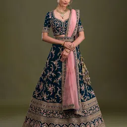 THE52 Embroidered Thread Work Semi-Stitched Lehenga & Unstitched Blouse With Dupatta-picture-32