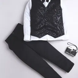 FOURFOLDS Pack Of 4 Women Single Breasted Waistcoat Trousers & Bow-49