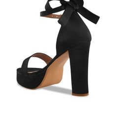 Try Me Suede Party Block Sandals with Tassels image 3