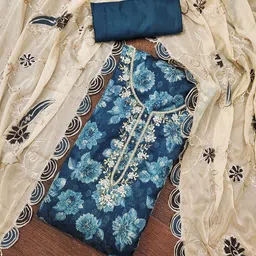SHADOW & SAINING Floral Embroidered Sequnnied Semi-Stitched Dress Material-image-37
