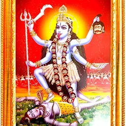 SUNINOW Gold-Toned & Red Kali Maa Religious Wooden Photo Frame-image-37