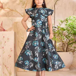 Sangria Girls Floral Printed Brocade Gown-picture-35