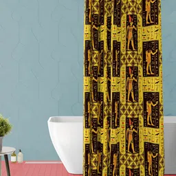 ArtzFolio Yellow & Black Printed Waterproof Shower Curtain-image-56