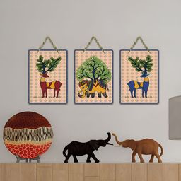 ArtVibes Green & Yellow 3 Pieces Printed Wooden Wall Hanging Decors-image-18