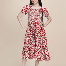 DEKLOOK Girls Puff Sleeve Fit & Flare Dress-image-77
