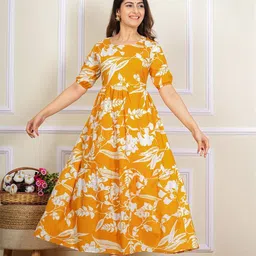 UNIBLISS Women Floral Printed Festive Cotton Anarkali Kurta-picture-1