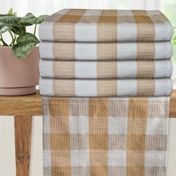 Athom Living Beige & White 5 Printed Cotton 210 GSM Bath Towel-image-62