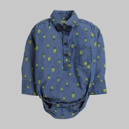 Polka Tots Infants Lemon-Printed Cotton Denim Bodysuit With Bow Tie-picture-43