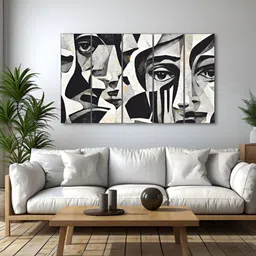The Castle Decor Black & Grey 5 Pieces Abstract Wood Wall Art-picture-5