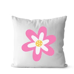 Loops n knots White & Pink Daisy Printed Pre-Filled Cushion-picture-0
