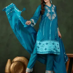 Sangria Embroidered Kurta & Trouser With Dupatta-picture-16