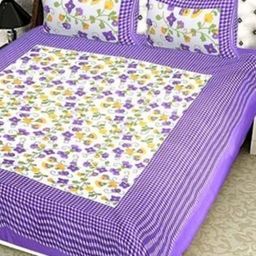 Aura Blue & White Floral 144 TC Queen Bedsheet with 2 Pillow Covers-image-58